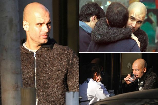 Back home Guardiola caught up with his friends and family on his return to Barcelona