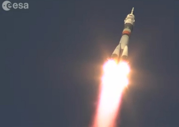 Screen grabbed image taken from footage issued by the European Space Agency of Major Tim Peake blasting off into orbit