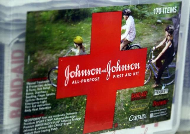 A first aid kit made by Johnson & Johnson for sale on a store shelf in Westminster Colorado