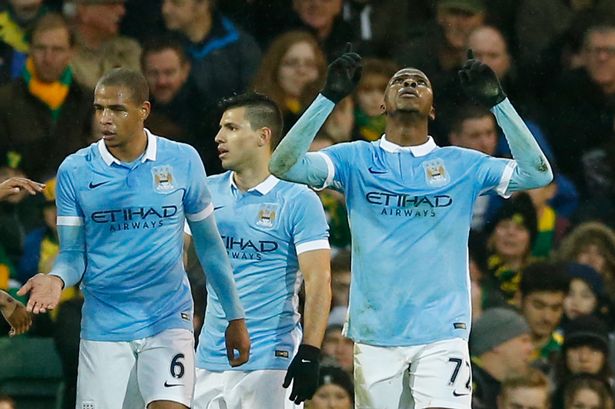 Kelechi Iheanacho celebrates scoring the second goal with team mates