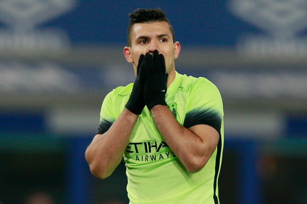 Manchester City's Sergio Aguero looks dejected after missing a chance to score