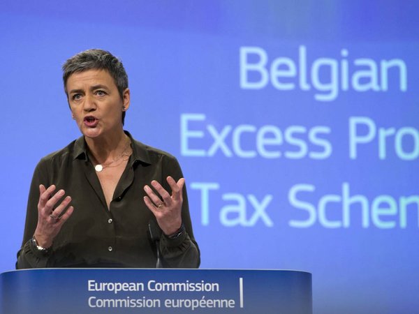 European Union Commissioner for Competition Margrethe Vestager speaks during a media conference on a state aid ruling at EU headquarters in Brussels on Monday Jan. 11 2016. The European Union has ordered Belgium to recover some 760 million US dollars