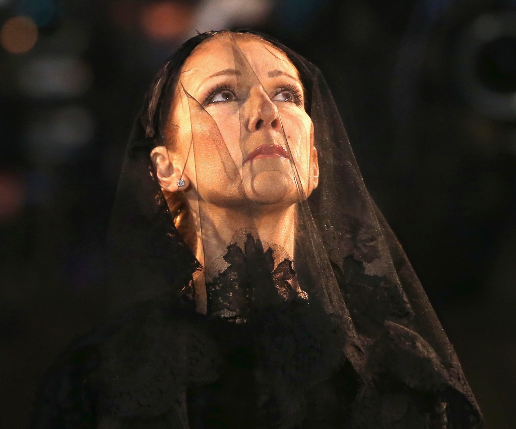 Celine Dion at the funeral of her husband René Angélil on Friday