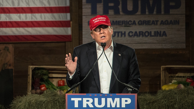 GILBERT SC- JANUARY 27 GOP presidential candidate Donald Trump speaks at a campaign rally in Gilbert South Carolina. Trump leads polls among the GOP presidential candidates ahead of the Iowa Caucus