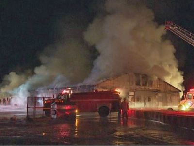 The fire Monday night at Classy Lane Stables Training Centre