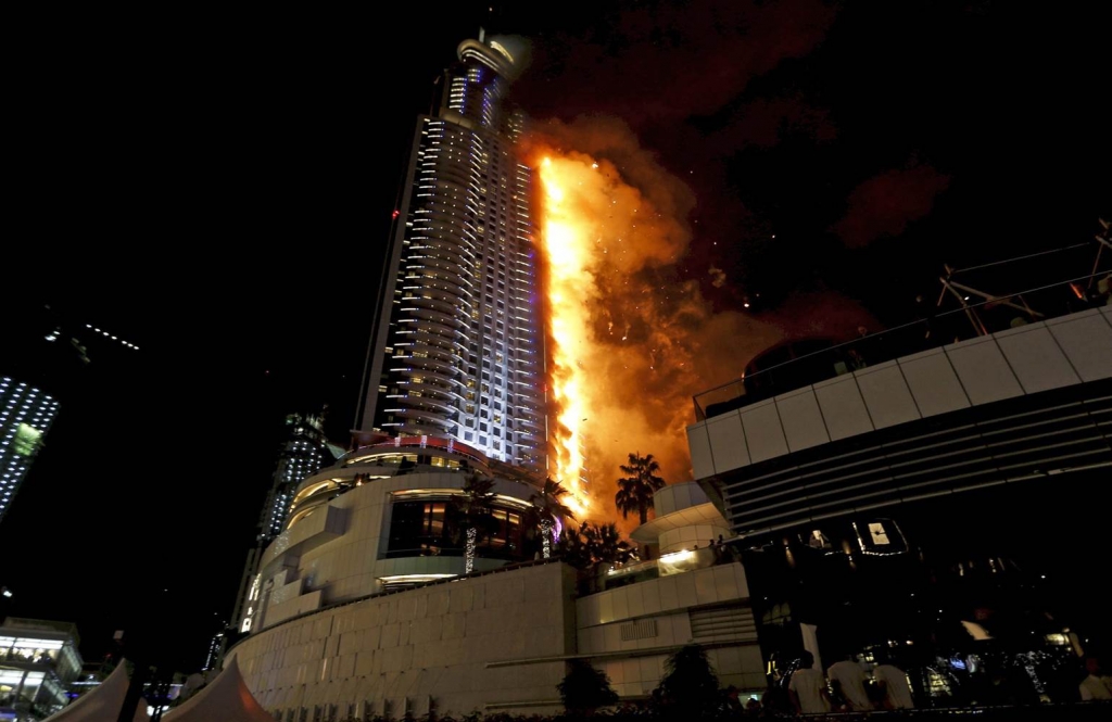 Image A fire engulfs The Address Hotel in downtown Dubai in the United Arab Emirates