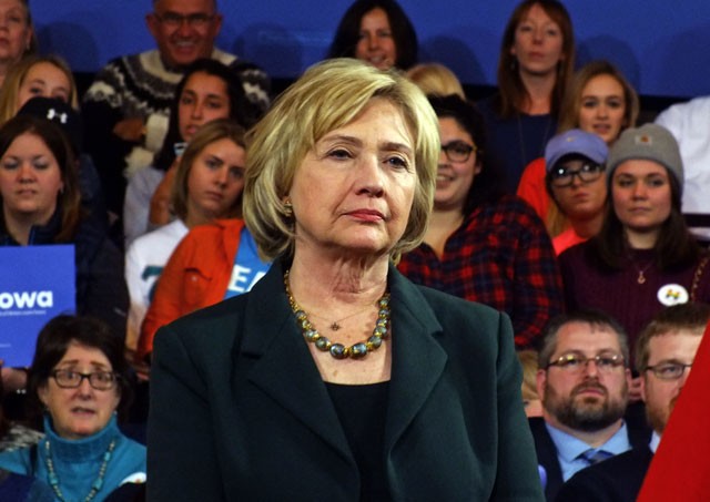 Hillary Clinton listens to a question during a town hall forum in Iowa City's Old Brick Church on Dec. 16 2015