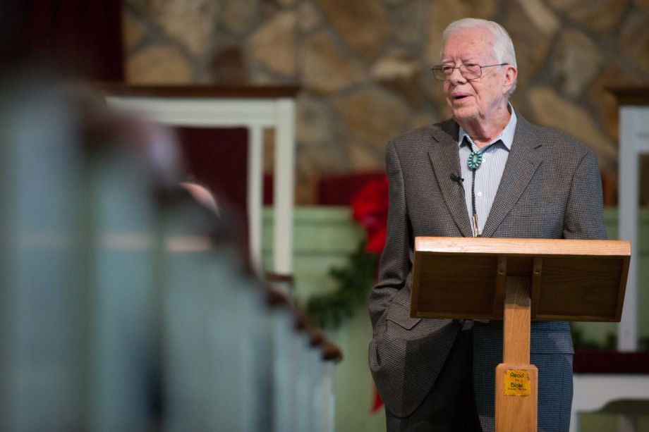 Former President Jimmy Carter teaches Sunday school at his church in Plains Ga. on Dec. 13