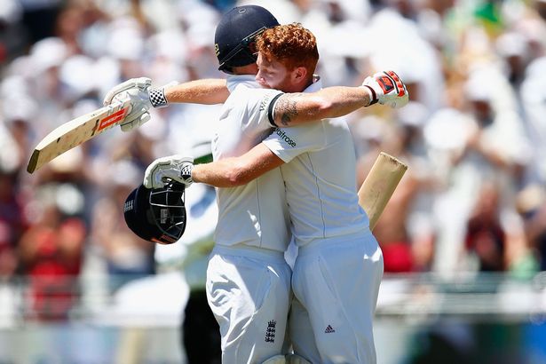 Ben Stokes congratulates Jonny Bairstow after his century during day 2 of the 2nd Test match against South Africa