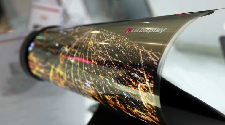 LG flexible newspaper OLED display