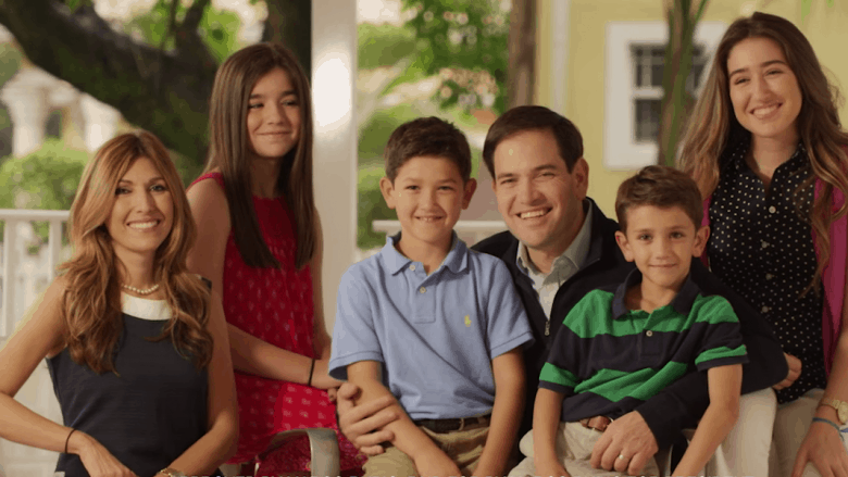 Marco Rubio surrounded by his family