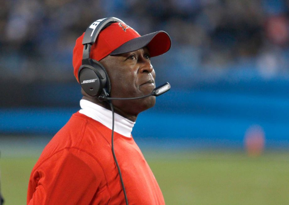 Tampa Bay Buccaneers coach Lovie Smith watches his team take on the Carolina Panthers during an NFL football game in Charlotte N.C. The Buccaneers fired Smith on Wednesday night Jan. 6. Smith went 6-10 this year