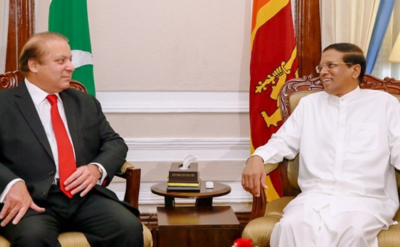 Prime Minister of Pakistan Nawaz Sharif meets with Sri Lanka President Maithripala Sirisena