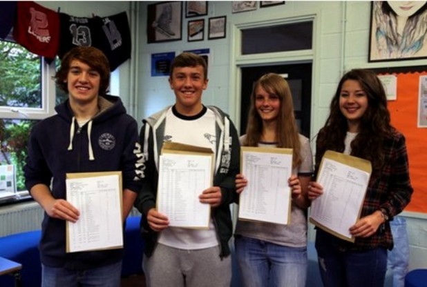 Pupils from Pingle School Swadlincote with their GCSE results last year.       	      	     VIEW