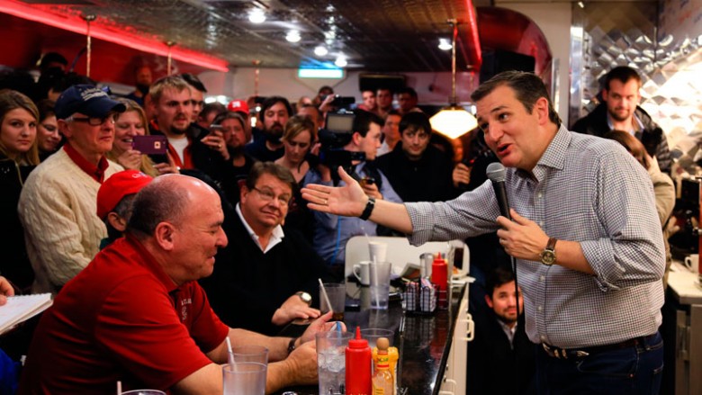 Republican Presidential candidate Sen. Ted Cruz R-Texas campaigns at Penny's Diner in Missouri Valley Iowa