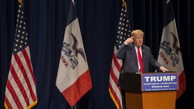 Republican presidential candidate Donald Trump speaks at the Bridge View Center