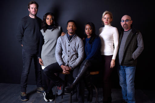 Actors Armie Hammer Gabrielle Union Nate Parker Aja Naomi King Penelope Ann Miller and Jackie Earle Haley from the film'The Birth of a Nation poses for a portrait on Jan. 25 2016 in Park City Utah