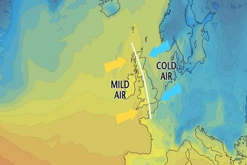 Temperature contrast across the UK