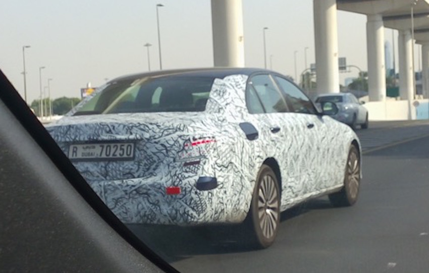 2016 Mercedes E Class rear three quarter snapped by IAB reader in Dubai