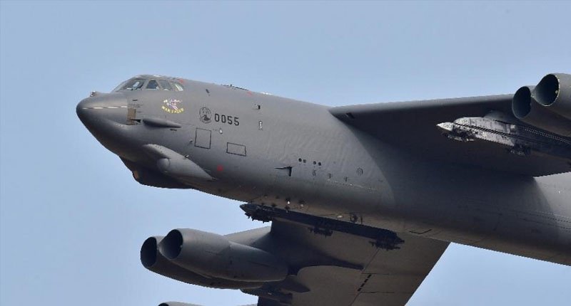 A US B-52 Stratofortress capable of carrying nuclear weapons flew over the Osan Air Base some 70 kilometres south of the inter Korean border