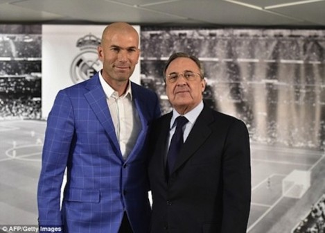 Zinedine Zidane and Real Madrid club president Florentino Perez