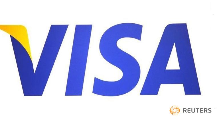 A Visa logo is seen during the International CTIA WIRELESS Conference & Exposition in New Orleans Louisiana