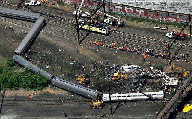 Aerial view of the derailment