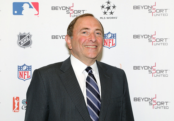 NEWARK NJ- JULY 22 Gary Bettman Commissioner of the NHL attends the Beyond Sport United 2015 event