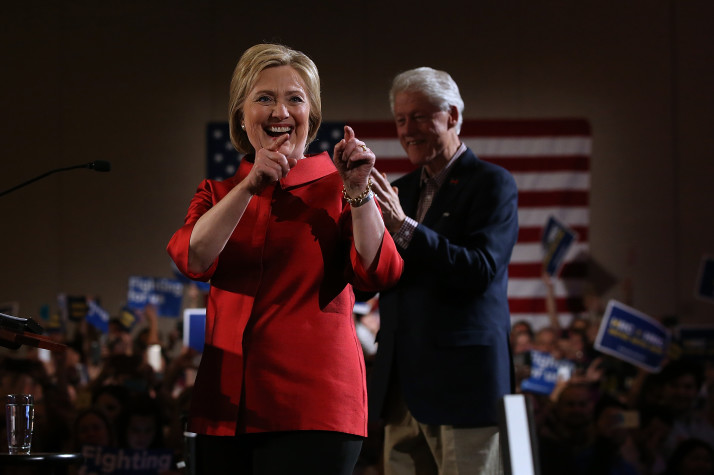 Democratic presidential candidate Hillary Clinton greets supporters during a caucus event in Las Vegas | Justin Sullivan  Getty