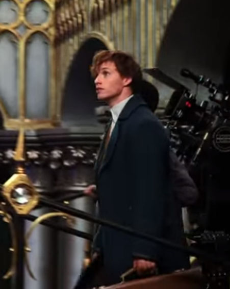 Eddie Redmayne on the set of Fantastic Beasts and Where to Find Them