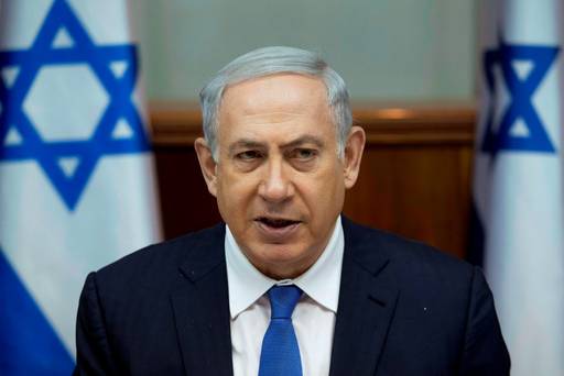 Israeli Prime Minister Benjamin Netanyahu attends the weekly cabinet meeting at his office in Jerusalem