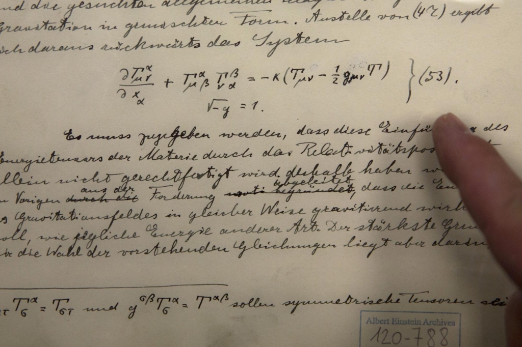 The original documents related to Albert Einstein's prediction of the existence of gravitational waves are are at Hebrew university in Jerusalem. AP