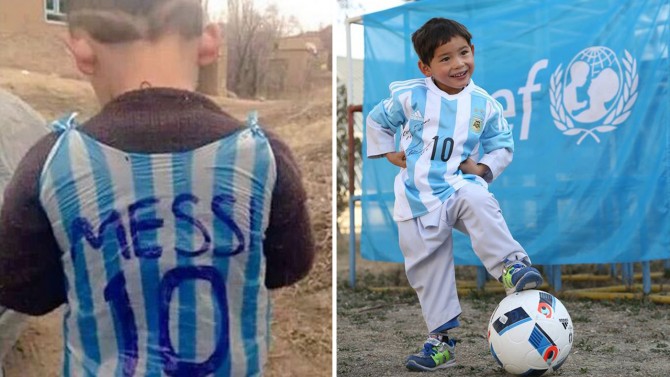 Afghan Boy Who Made A Soccer Shirt Out Of A Plastic Bag Gets The Real Thing