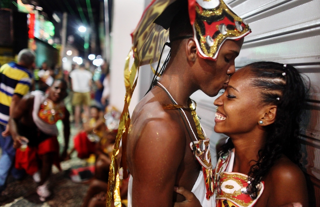 Mario Tama  Getty ImagesA couple before performing on the first day of Carnival celebrations