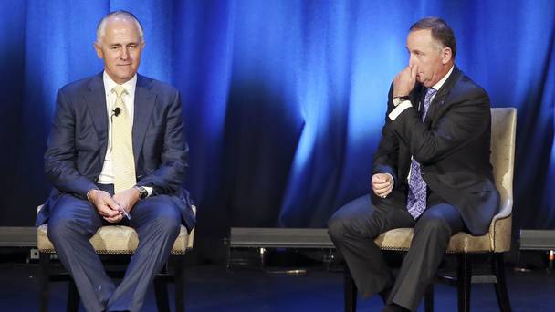 New Zealand prime minister John Key right and Australian prime minister Malcolm Turnbull meeting in Sydney