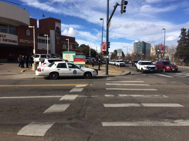 KUSA-TV Denver authorities respond to the scene of a deadly shooting and stabbing at the National Western Complex Saturday