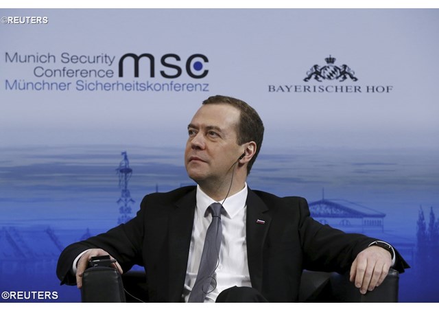 Russian Prime Minister Dimitry Medvedev at the 52nd Munich Security Conference- REUTERS