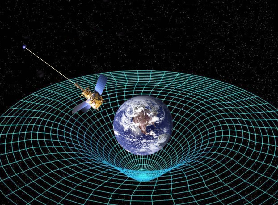 Space-time bends around the Earth