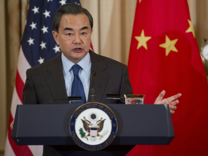 AFP  Saul Loeb Chinese Foreign Minister Wang Yi speaks during a press conference with US Secretary of State John Kerry at the State Department in Washington DC