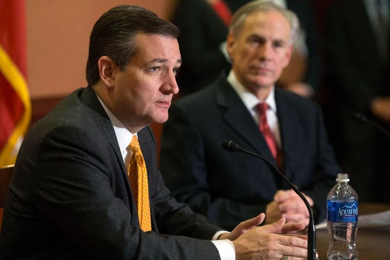 U.S. Sen. Ted Cruz and Gov. Greg Abbott spoke at a press conference in the Capitol about Cruz’s Terrorist Refugee Infiltration Prevention Act of 2015 in Washington D.C. in December