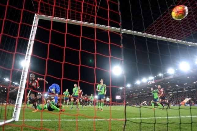 Football Soccer- AFC Bournemouth v Southampton- Barclays Premier League- Vitality Stadium- 1/3/16 Bournemouth's Benik Afobe scores their second goal Reuters  Toby Melville Livepic