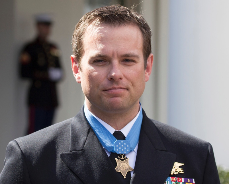 Navy SEAL receiving Medal of Honor at White House ceremony