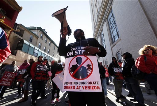 Philadelphia. Verizon landline and cable workers on the East Coast walked off the job Wednesday morning after little progress in negotiations since their contract