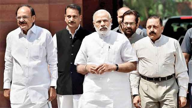 PM Modi shakes hands with Opposition leaders in Rajya Sabha new MPs take oath