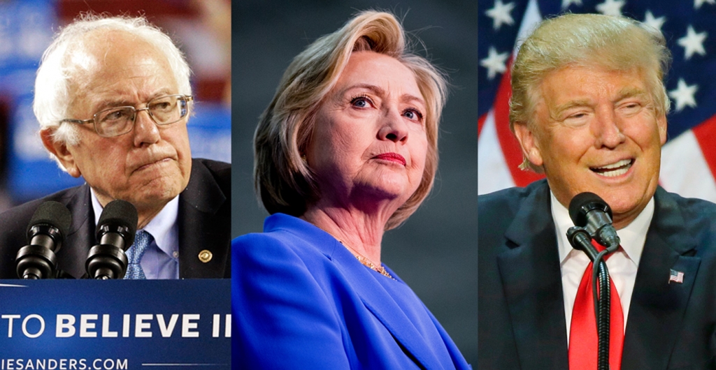 Bernie Sanders Hillary Clinton and Donald Trump