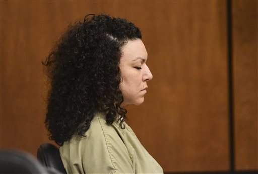 Dynel Lane convicted in February of attempting to kill a fetus appears during sentencing at the Boulder County Justice Center in Boulder Colo. Friday