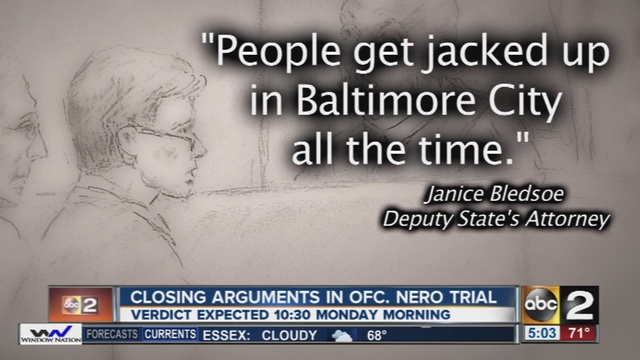 Defense attorneys and prosecutors presented closing arguments Thursday in the trial against Baltimore City Police Officer Edward Nero.                      WMAR