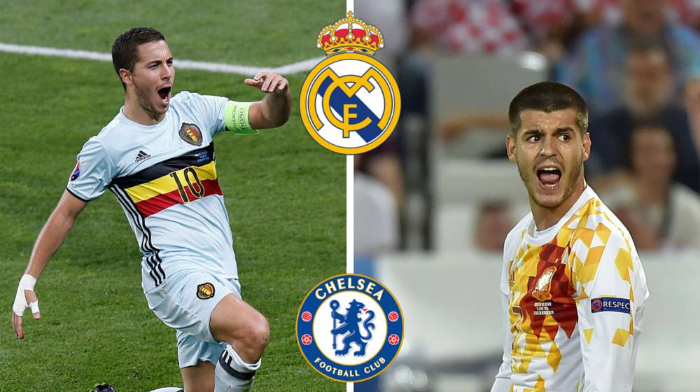 Eden Hazard y Álvaro Morata