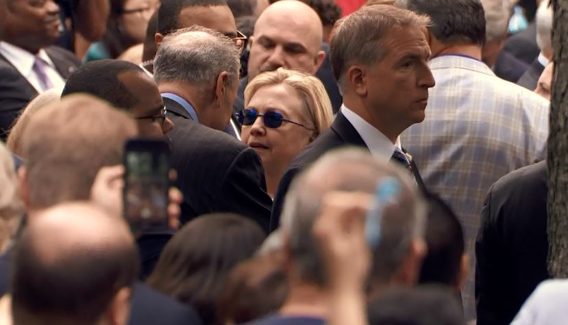 Hillary Clinton at the 9/11 Memorial before she left the event after overheating