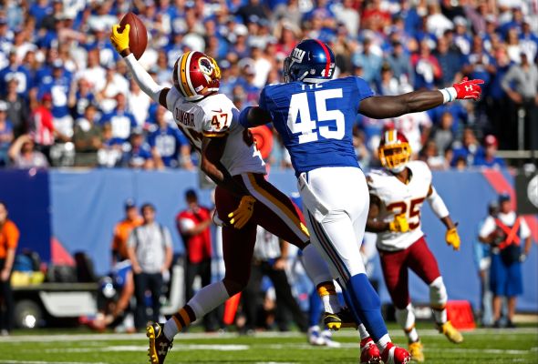 Washington Redskins cornerback Quinton Dunbar intercepts